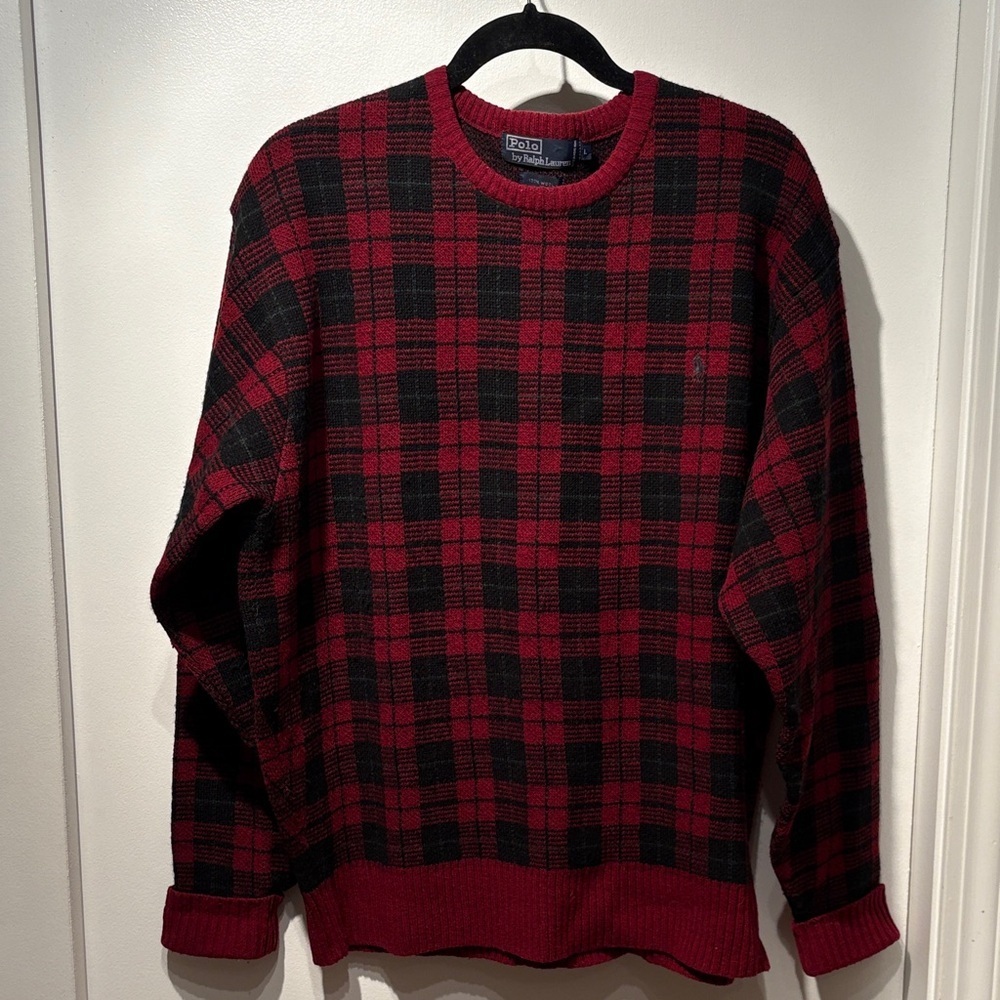 Polo Ralph Lauren Vintage Wool 
Tartan Plaid Crewneck Sweater L